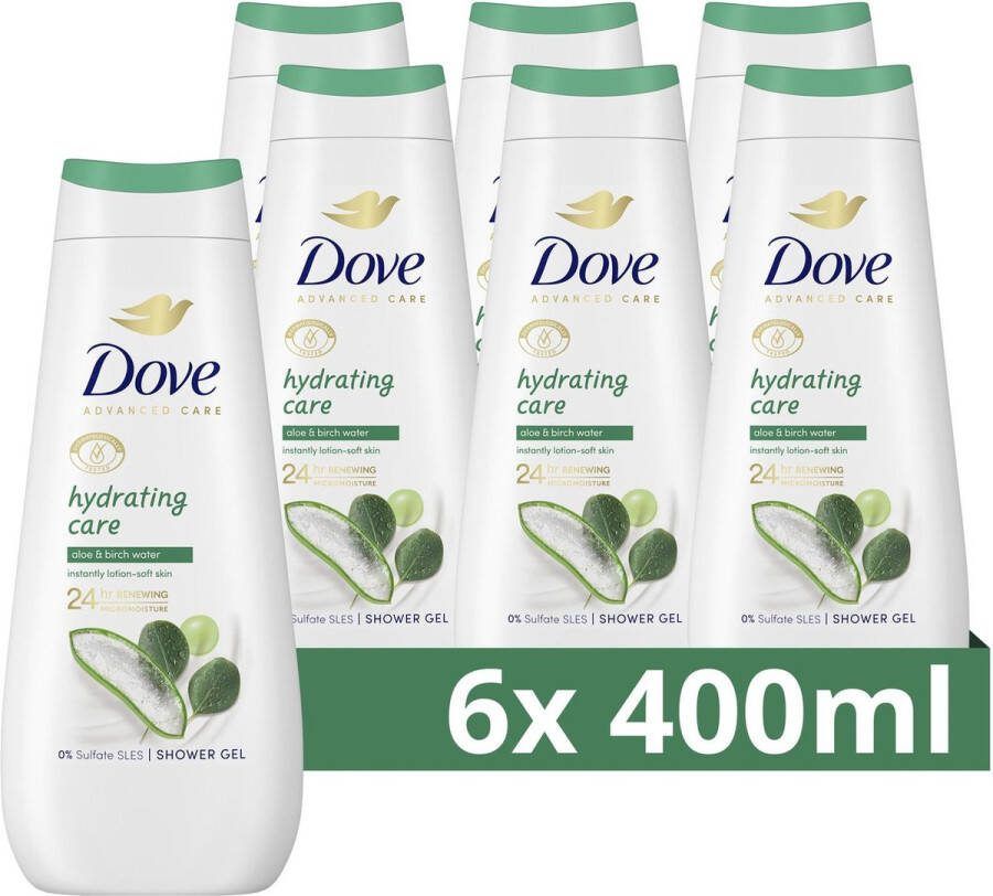 Dove Advanced Care Verzorgende Douchegel Hydrating Care 24-uur lang effectieve hydratatie 6 x 400 ml