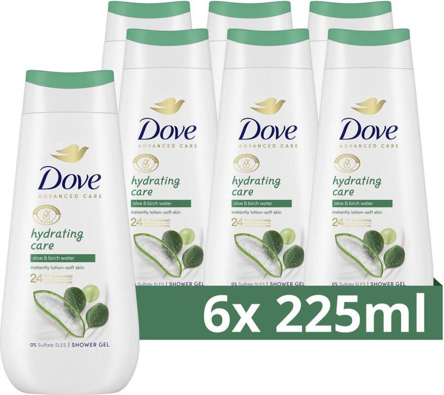 Dove Advanced Care Verzorgende Douchegel Hydrating Care 24-uur lang effectieve hydratatiee 6 x 225 ml