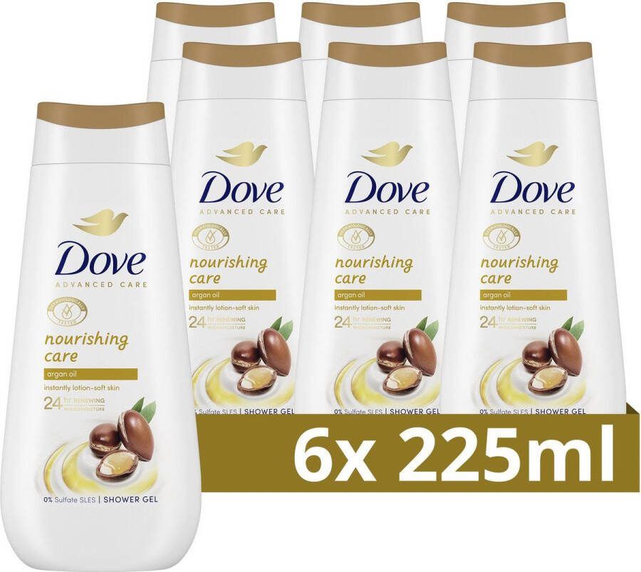 Dove Advanced Care Verzorgende Douchegel Nourishing Care 24-uur lang effectieve hydratatie 6 x 225 ml