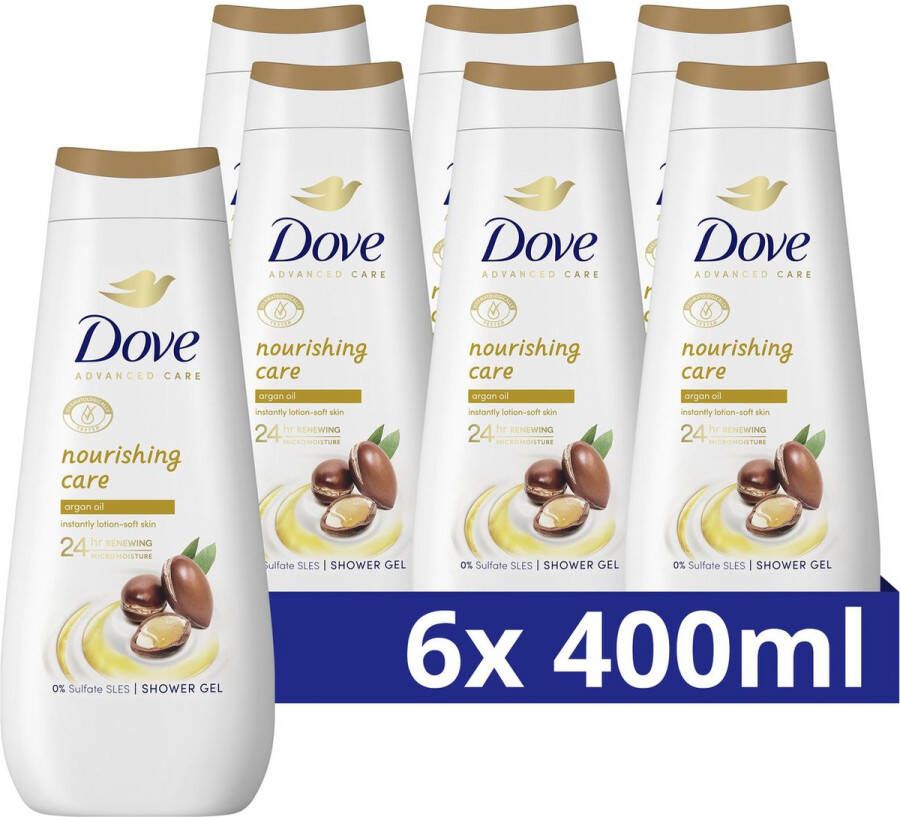 Dove Advanced Care Verzorgende Douchegel Nourishing Care 24-uur lang effectieve hydratatie 6 x 400 ml