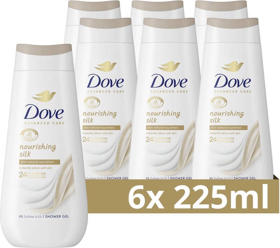 Dove Advanced Care Verzorgende Douchegel Nourishing Silk 24-uur lang effectieve hydratatie 6 x 225 ml