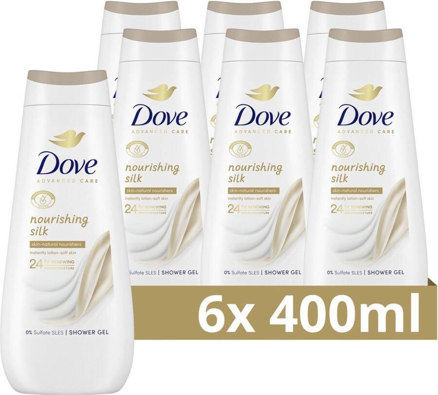 Dove Advanced Care Verzorgende Douchegel Nourishing Silk 24-uur lang effectieve hydratatie 6 x 400 ml