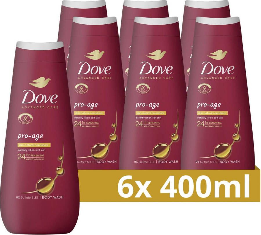 Dove Advanced Care Verzorgende Douchegel Pro-Age 24-uur lang effectieve hydratatie 6 x 400 ml