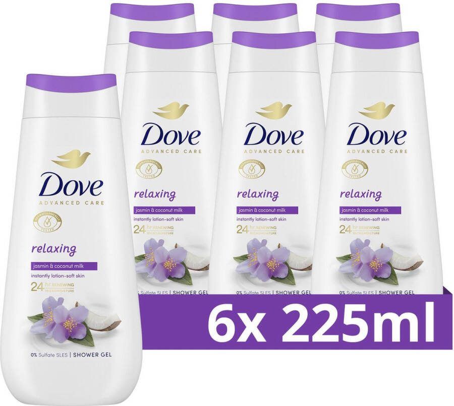 Dove Advanced Care Verzorgende Douchegel Relaxing 24-uur lang effectieve hydratatie 6 x 225 ml