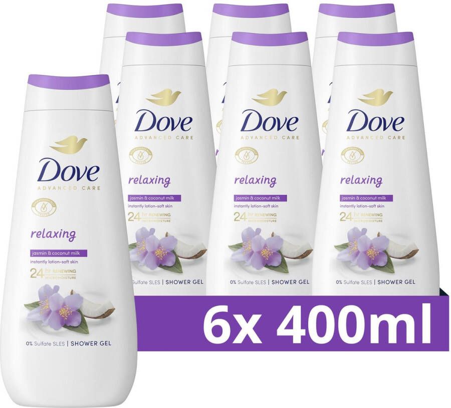 Dove Advanced Care Verzorgende Douchegel Relaxing 24-uur lang effectieve hydratatie 6 x 400 ml