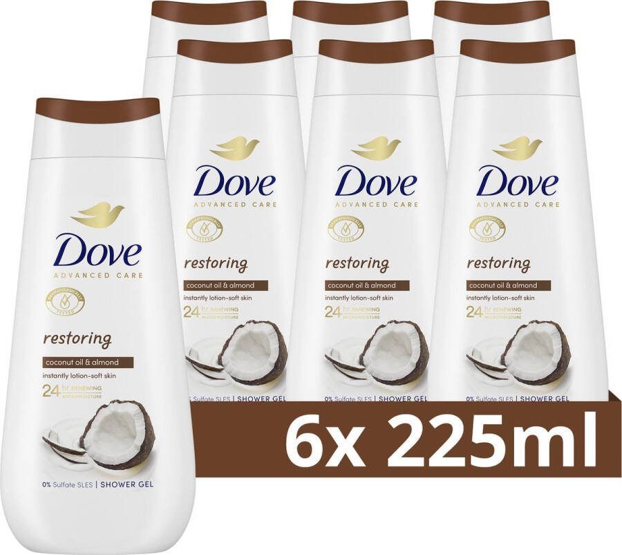 Dove Advanced Care Verzorgende Douchegel Restoring 24-uur lang effectieve hydratatie 6 x 225 ml
