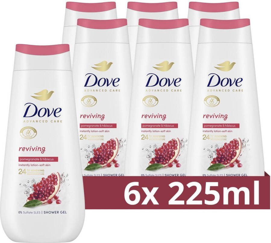 Dove Advanced Care Verzorgende Douchegel Reviving 24-uur lang effectieve hydratatie 6 x 225 ml