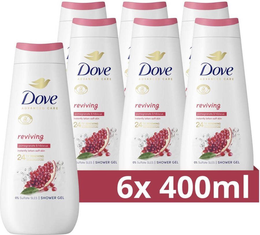 Dove Advanced Care Verzorgende Douchegel Reviving 24-uur lang effectieve hydratatie 6 x 400 ml