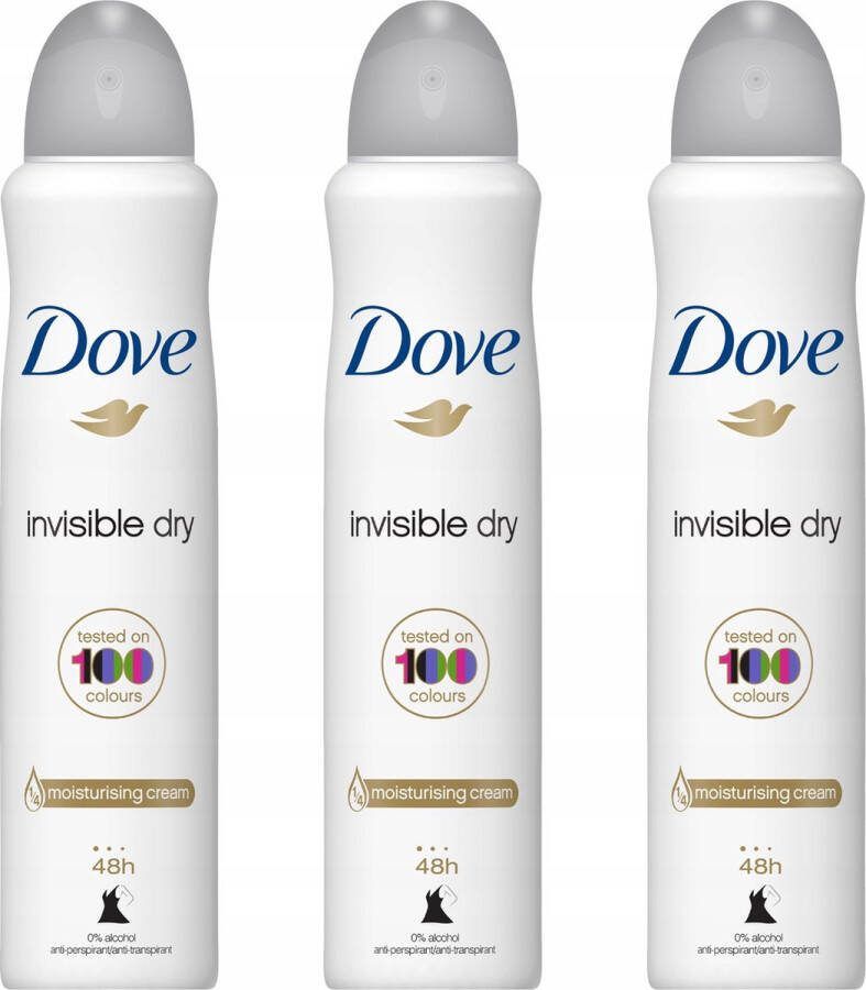 Dove Anti- Perspirant Spray XL Invisible Dry 3 x 250 ml Dames