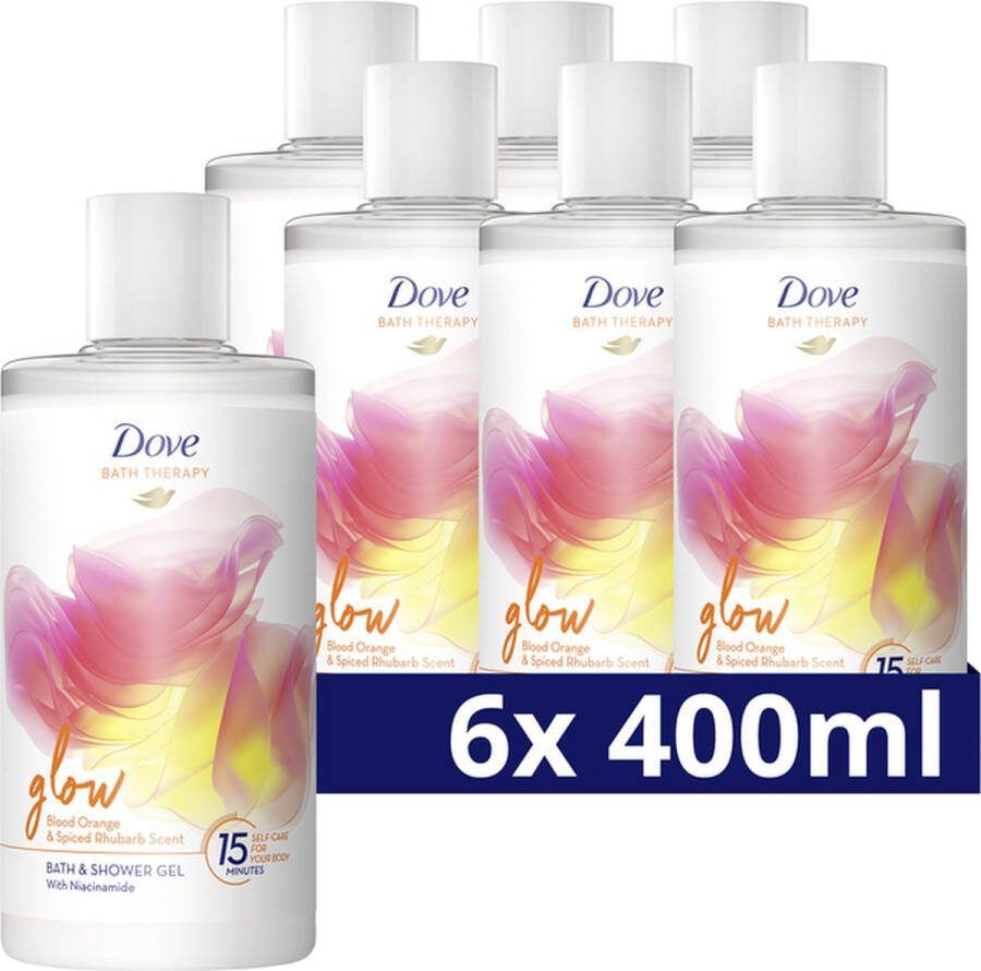 Dove Bath Therapy Glow Badschuim & Douchegel 6 x 400 ml Voordeelverpakking