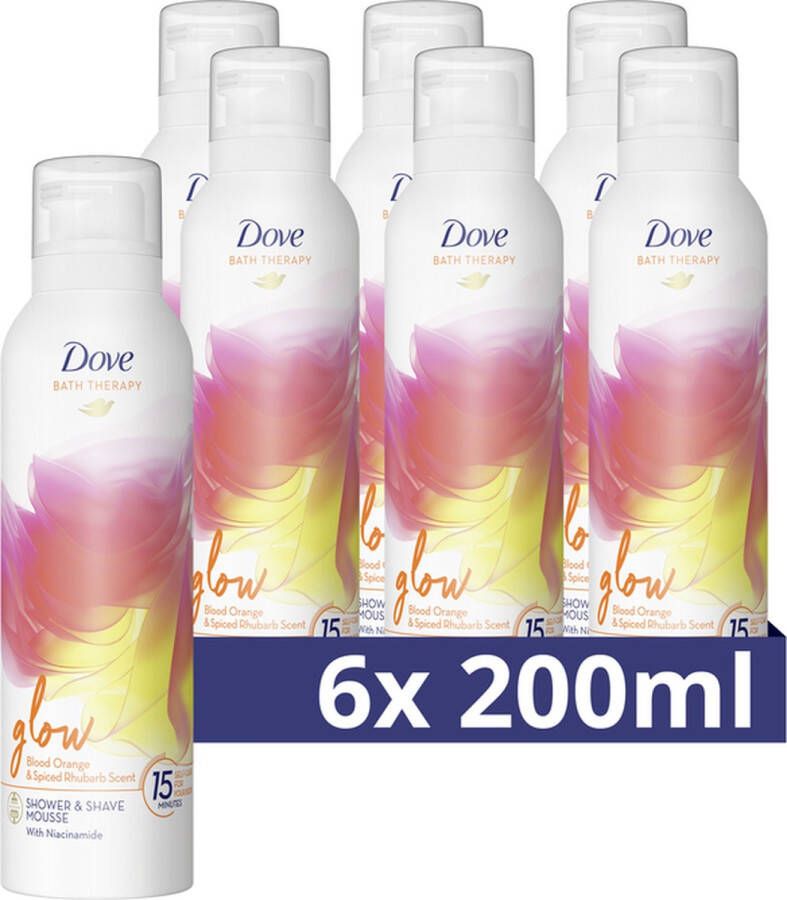 Dove Bath Therapy Glow douche- & scheerschuim 6 x 200 ml voordeelverpakking