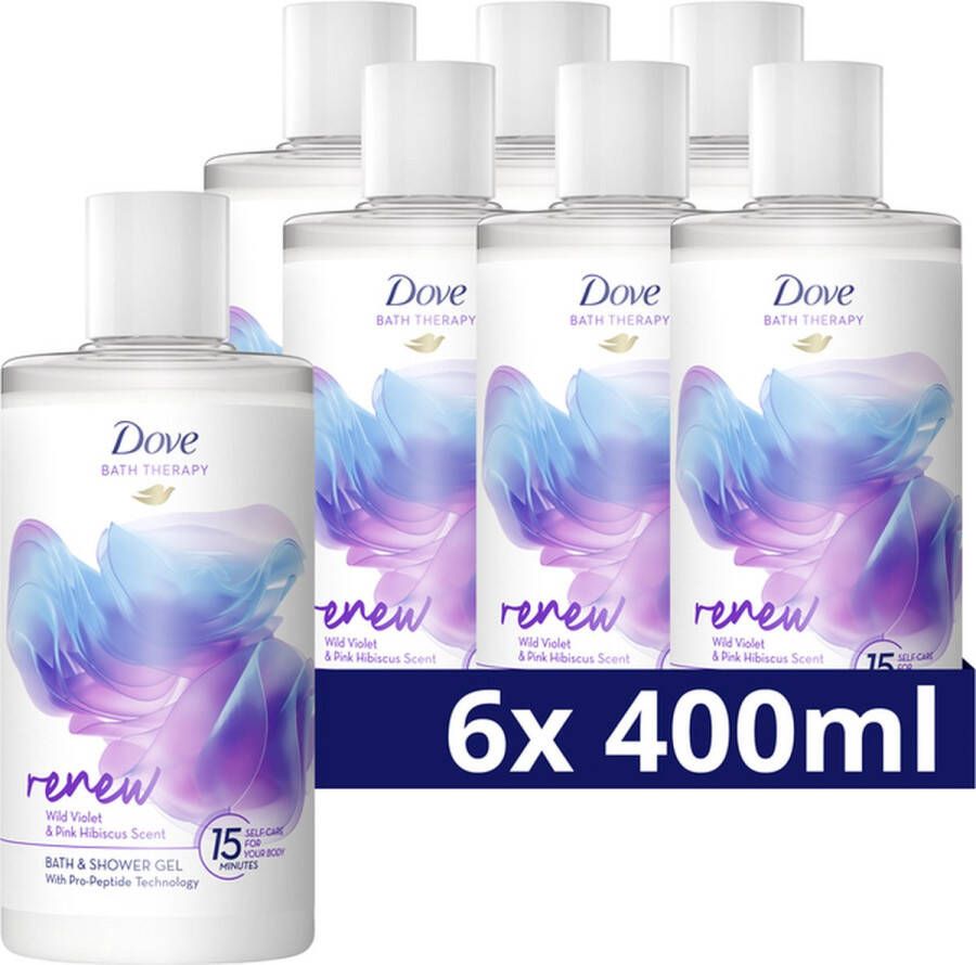 Dove Bath Therapy Badschuim & Douchegel Renew met Pro-Peptide Technologie 6 x 400 ml