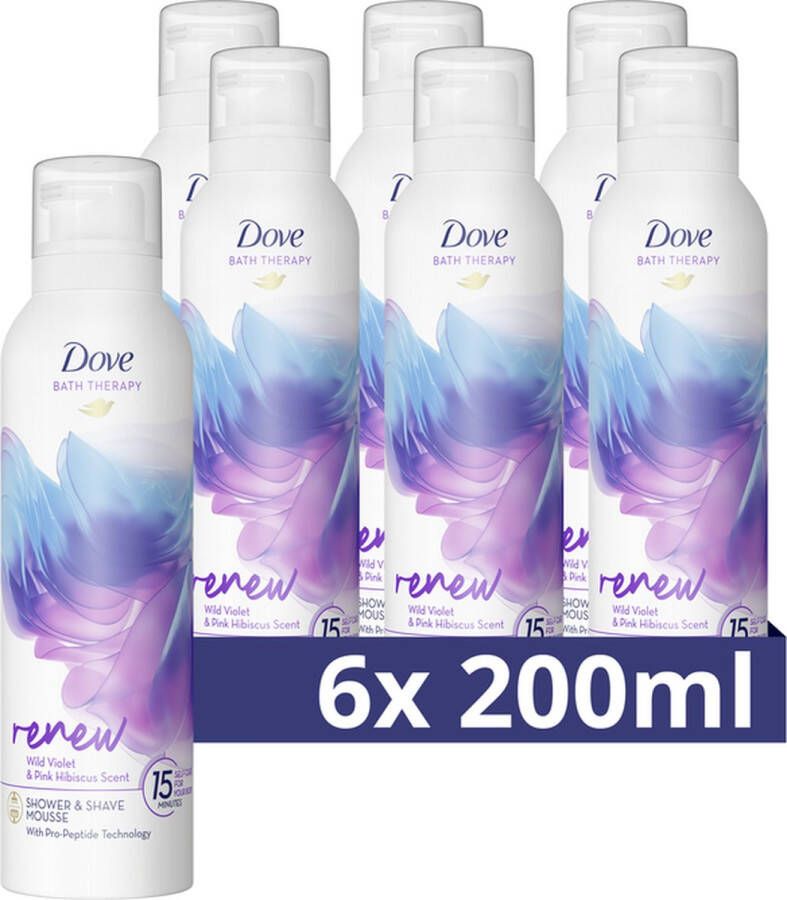 Dove Bath Therapy Renew Douche- & Scheerschuim 6 x 200 ml Voordeelverpakking