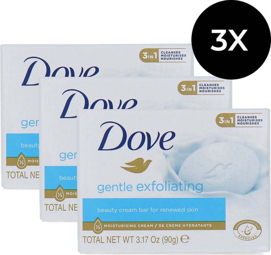 Dove Beauty Cream Bar Gentle Exfoliating 90 gram (set van 3)