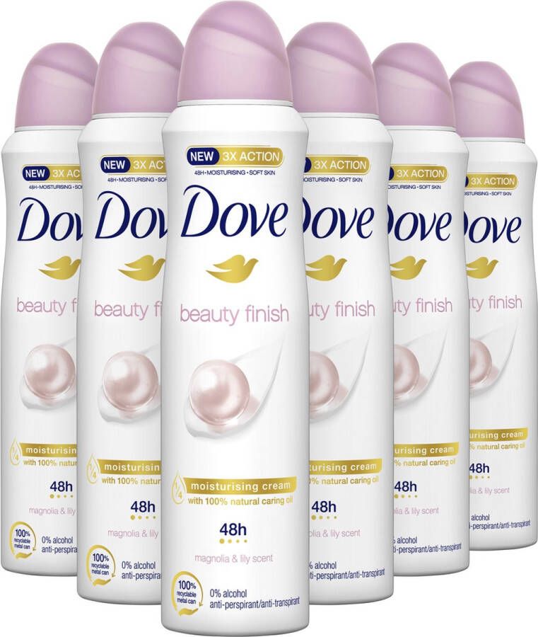 Dove Beauty Finish Anti-transpirant Deodorant 6 x 150 ml Voordeelverpakking