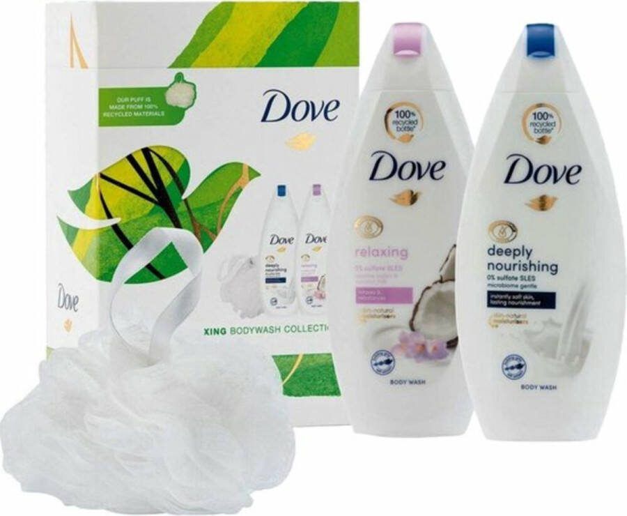 Dove Blissfully Relaxing Giftset 2x Douchegel & Puff Voordeelverpakking 12 stuks