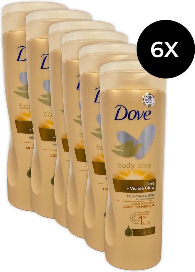 Dove Body Love Care + Visibe Glow Self-Tan Lotion 400 ml Light to Medium (6 stuks)