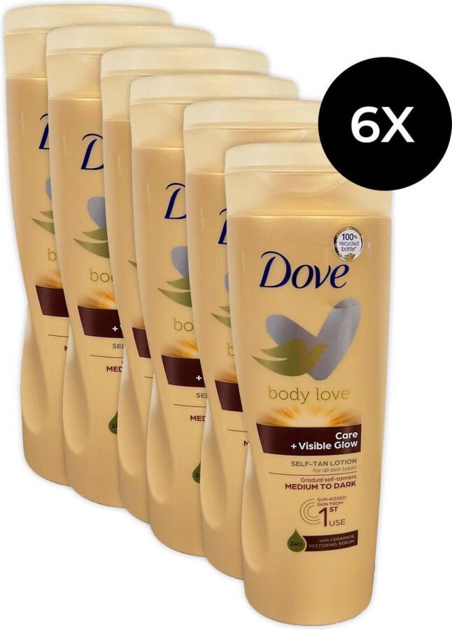 Dove Body Love Care + Visibe Glow Self-Tan Lotion 400 ml medium to dark (6 stuks)