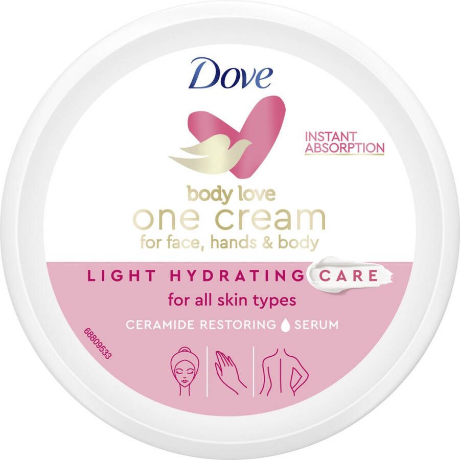 Dove Body Love One Cream Light Hydraterende Bodycrème 6 x 250 ml Voordeelverpakking