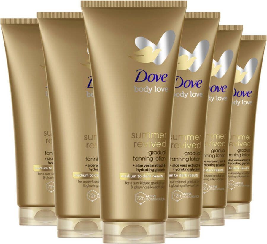 Dove DermaSpa Summer Revived Luxueuze bodylotion Dark Body Lotion (medium tot donkere huid) 6 x 200 ml -Voordeelverpakking
