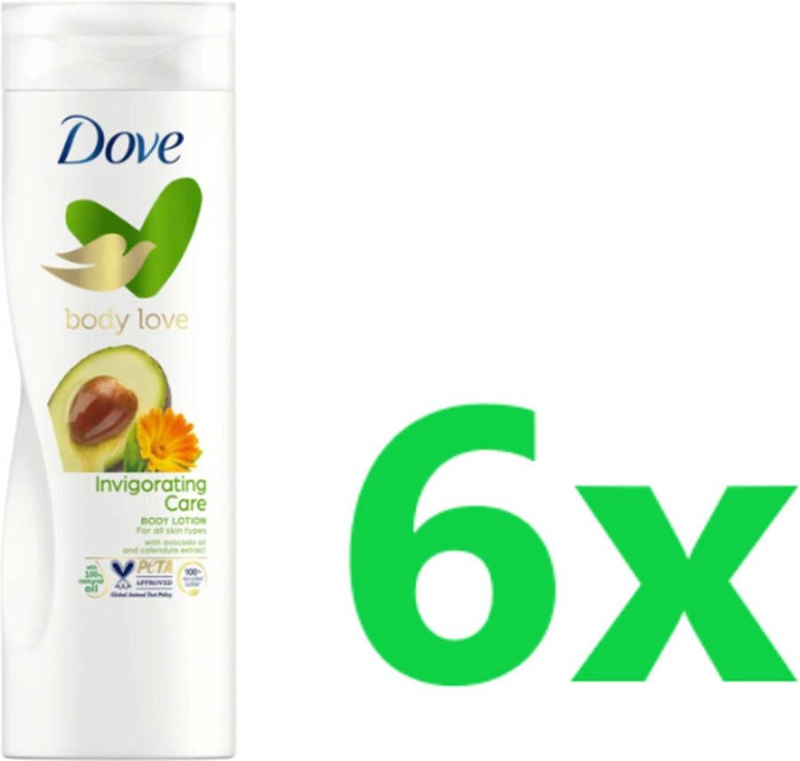 Dove Bodylotion Invigorating Care met Avocado 6 x 400 ml XXL Voordeelverpakking