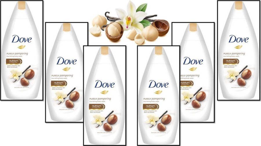 Dove Bodywash Showergel XL Shea Butter & Vanille Voordeelverpakking 6 x 500 ML