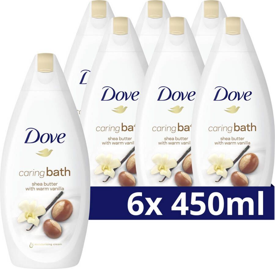 Dove Badmiddel Badschuim Sheabutter met warme vanille 6 x 450 ml voordeel verpakking