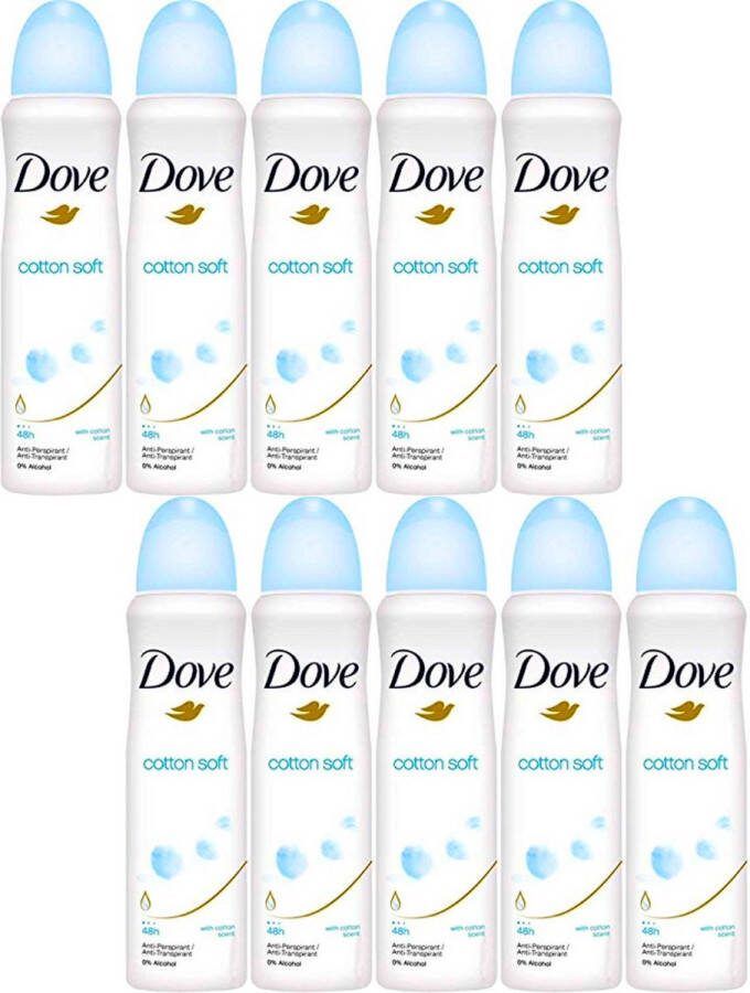 Dove Cotton Soft Deodorant Spray 10 x 150 ml Ontdek de magie van Cotton 0% Alcohol