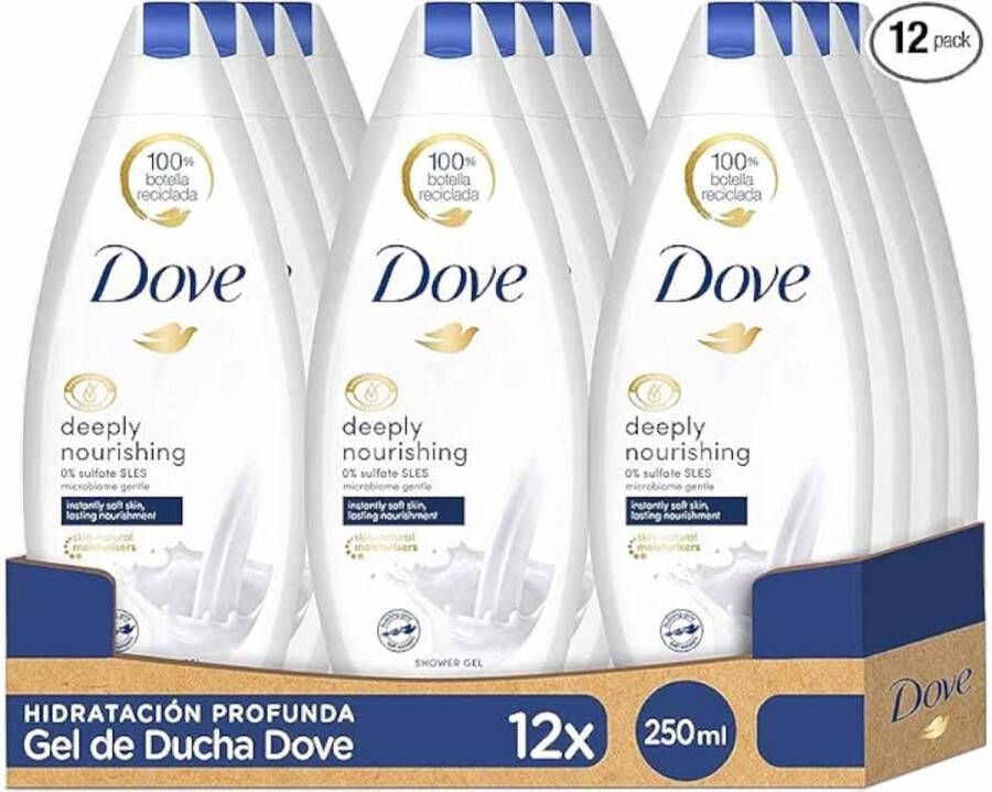 Dove Deeply Nourishing Douchegel 12 x 250 ml Voordeelverpakking