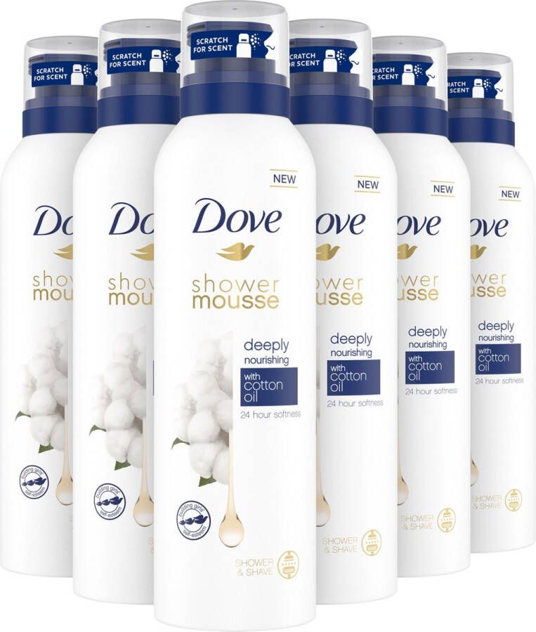 Dove Deeply Nourishing Cotton Oil showermousse 6 x 200 ml voordeelverpakking