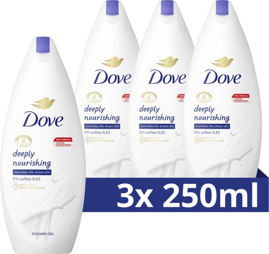 Dove Deeply Nourishing Verzorgende Douchegel 3 x 250 ml Voordeelverpakking