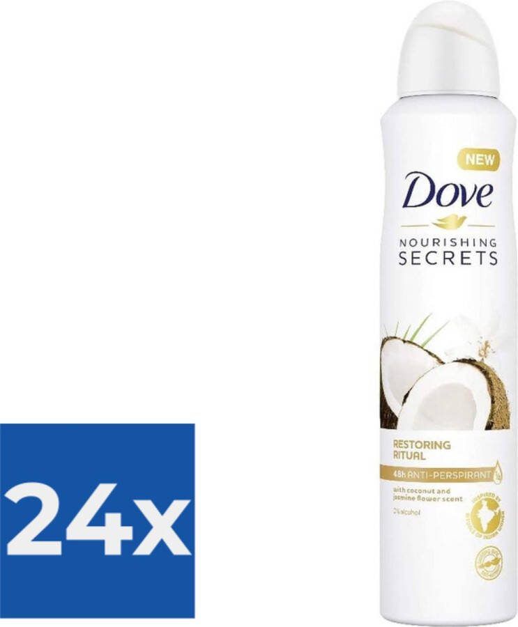 Dove Deodorant Deospray Coconut & Jasmine Flower 250 ml Voordeelverpakking 24 stuks