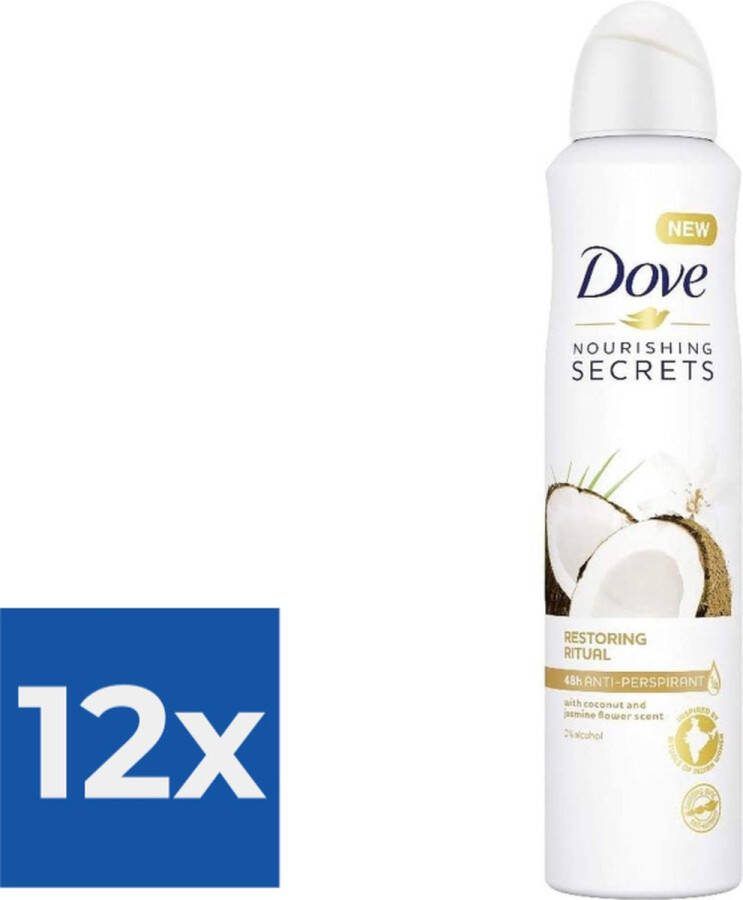 Dove Deodorant Deospray Coconut & Jasmine Flower 250 ml Voordeelverpakking 12 stuks