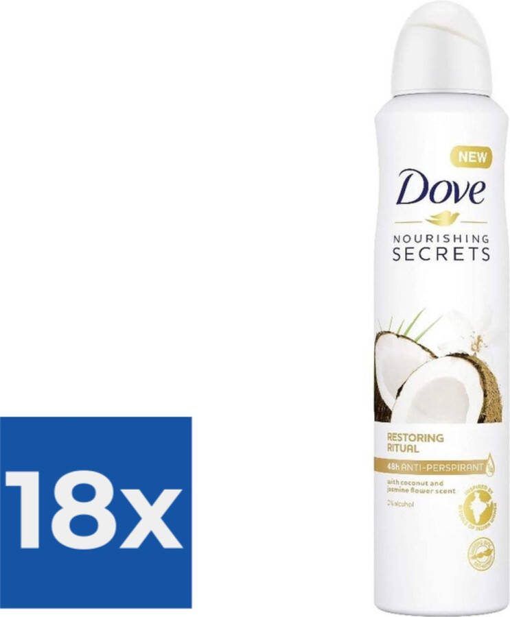 Dove Deodorant Deospray Coconut & Jasmine Flower 250 ml Voordeelverpakking 18 stuks