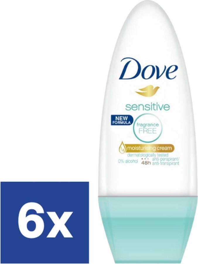 Dove deodorant roller Sensitive 6 x 50ml Voordeelverpakking