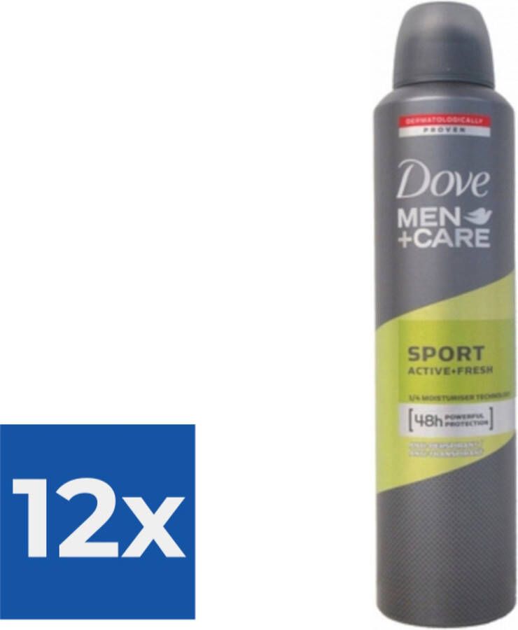 Dove Deodorant Spray Mens Sport Active + Fresh (250 ml) Voordeelverpakking 12 stuks