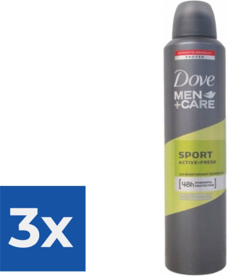 Dove Deodorant Spray Mens Sport Active + Fresh (250 ml) Voordeelverpakking 3 stuks