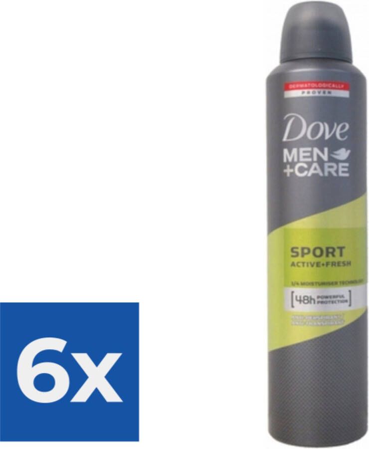 Dove Deodorant Spray Mens Sport Active + Fresh (250 ml) Voordeelverpakking 6 stuks