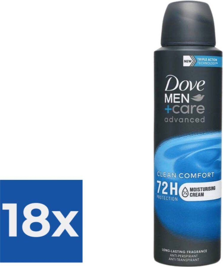 Dove Deospray Men Care Clean Comfort 150 ml Voordeelverpakking 18 stuks