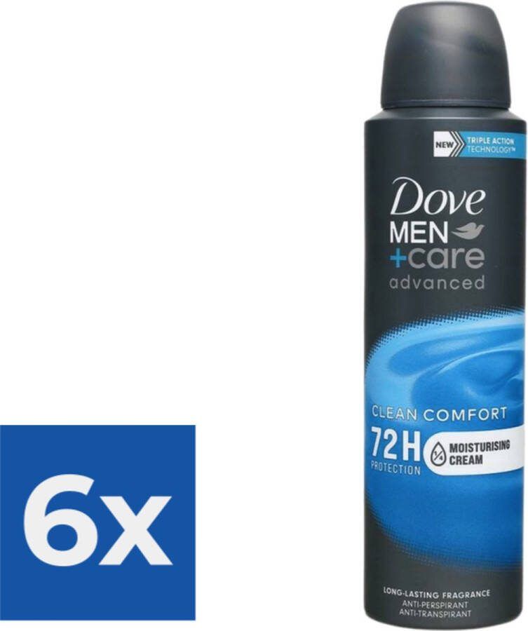 Dove Deospray Men Care Clean Comfort 150 ml Voordeelverpakking 6 stuks