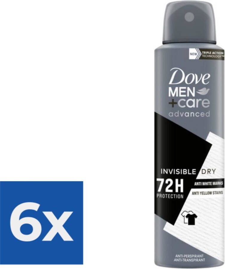 Dove Deospray Men  Care Invisible Dry 150 ml Voordeelverpakking 6 stuks