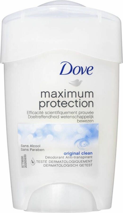 Dove Maximum Protection Original Clean anti-transpirant stick 6 x 45 ml voordeelverpakking