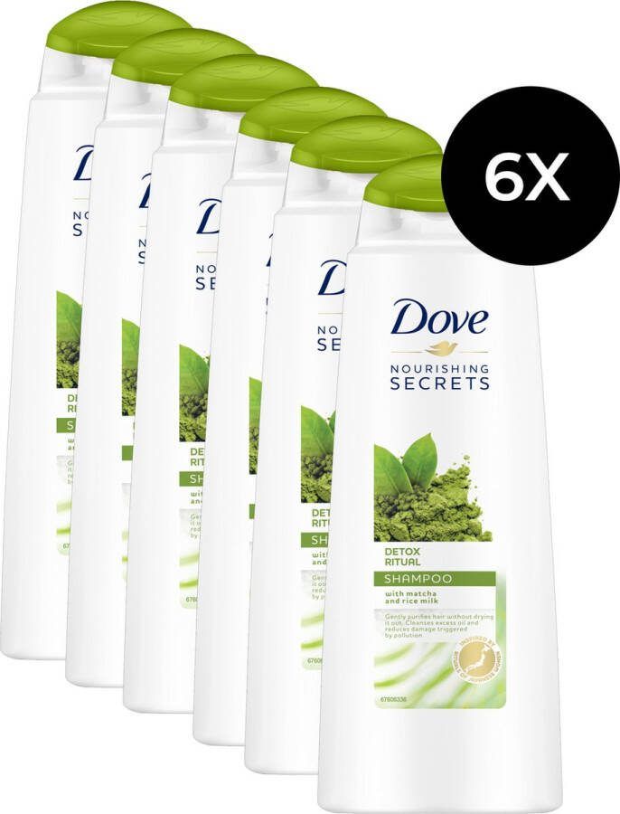 Dove Detox Ritual Shampoo 6x 400 ml (voor vet haar)