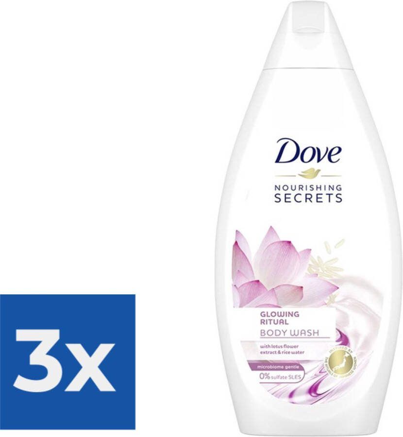 Dove Douchegel Glowing Ritual Lotusbloem 500ml Voordeelverpakking 3 stuks