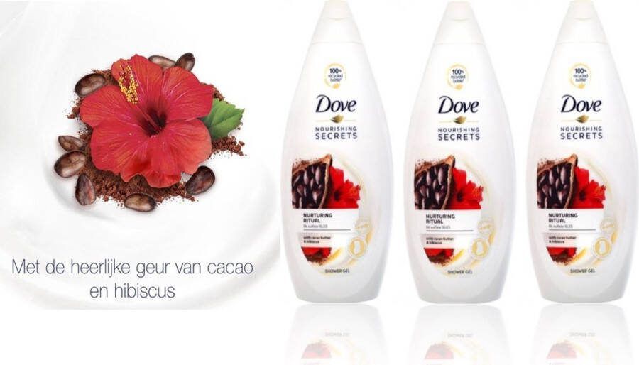 Dove Douchegel – Nurturing Cacao & Hibiscus Voordeelverpakking 3 x 225 ml