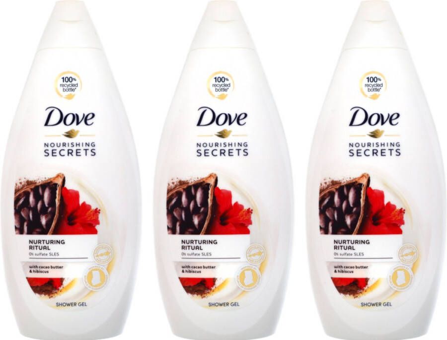 Dove Douchegel – Nurturing Cacao & Hibiscus Voordeelverpakking 3 x 500 ml