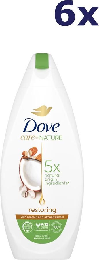 Dove 6x Douchegel – Restoring Ritual Coconut + Almond 225 ml