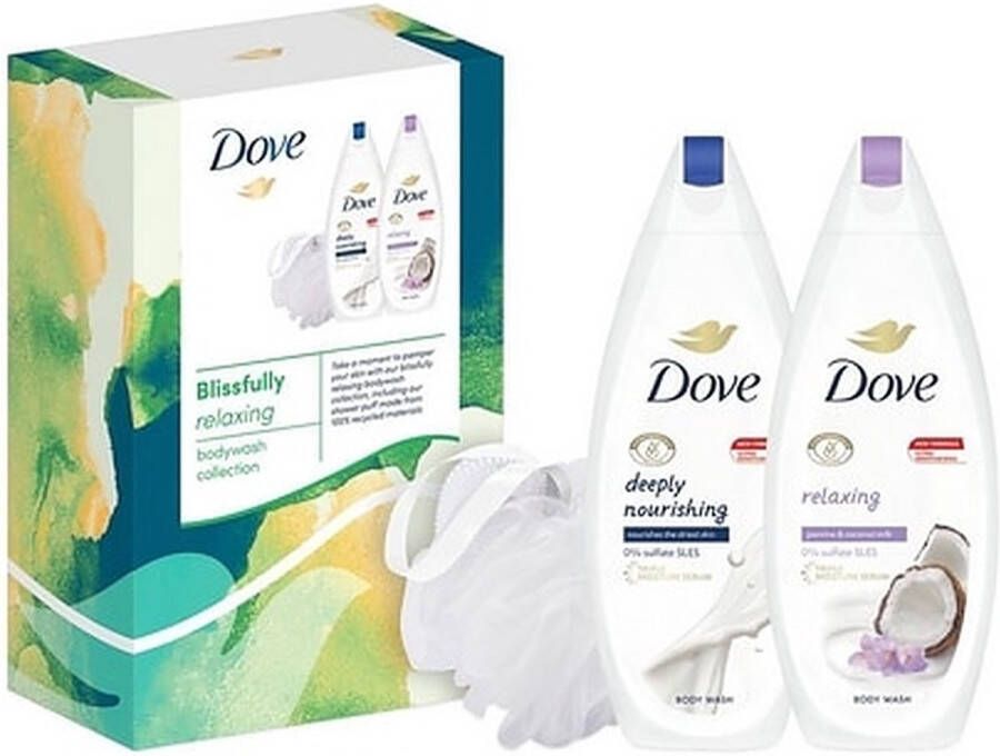 Dove Geschenkset Blissfully Relaxing Douchgel 2x + Puff