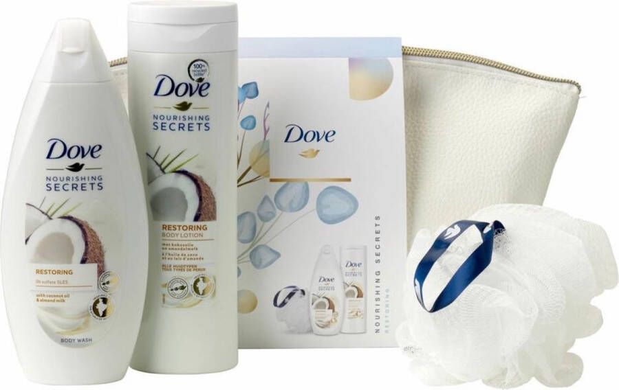 Dove Nourishing Secrets Restoring Geschenkset 1ST Toilettas met Spons