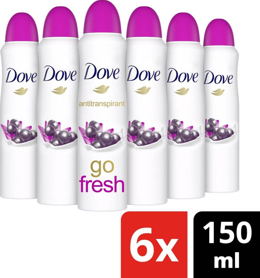 Dove Go Fresh Acai Berry & Waterlily Anti-transpirant deodorant spray 6 x 150 ml voordeelverpakking